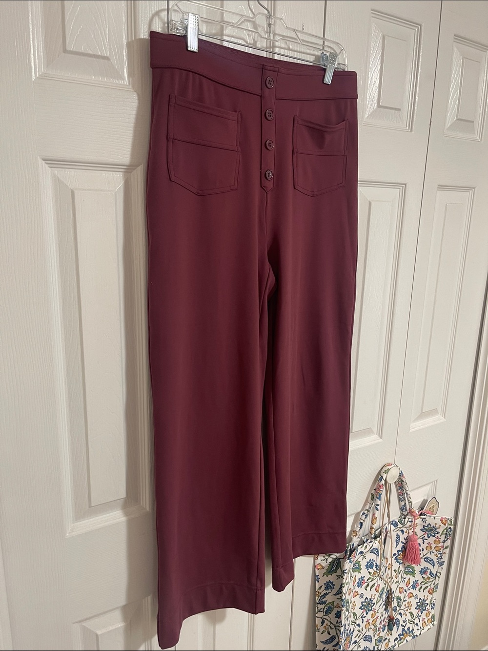 Halara High-Rise Wide-Leg Pants in Burgundy